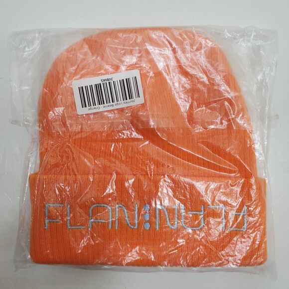 Flan Labs Orange Beanie Hat Embroidered One Size Fits ALL 100% Cotton Knit NWT - Picture 6 of 7